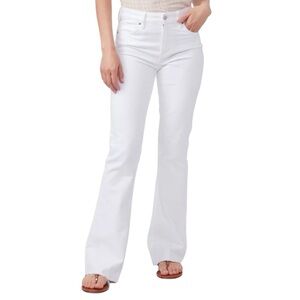 Paige Laurel Canyon High-Rise Flare Jeans in the color "Crisp White” Stretch 29